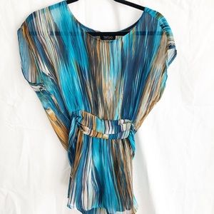 Zoe +Skye multi colour sheer sleeveless tie blouse